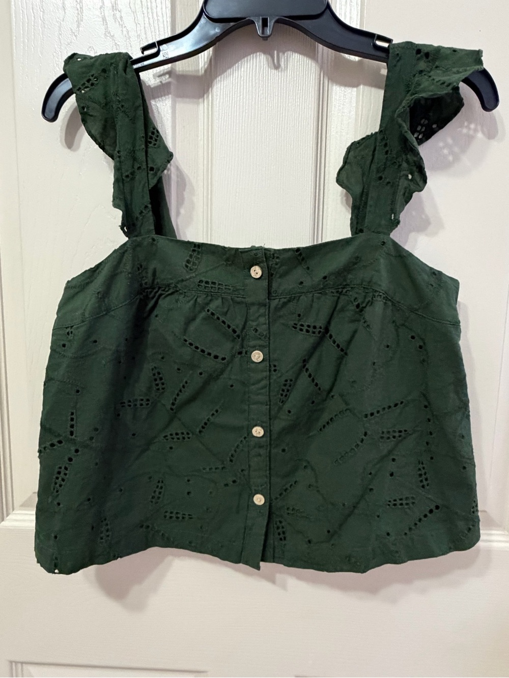 LC Lauren Conrad Green Eyelet Babydoll Top — S